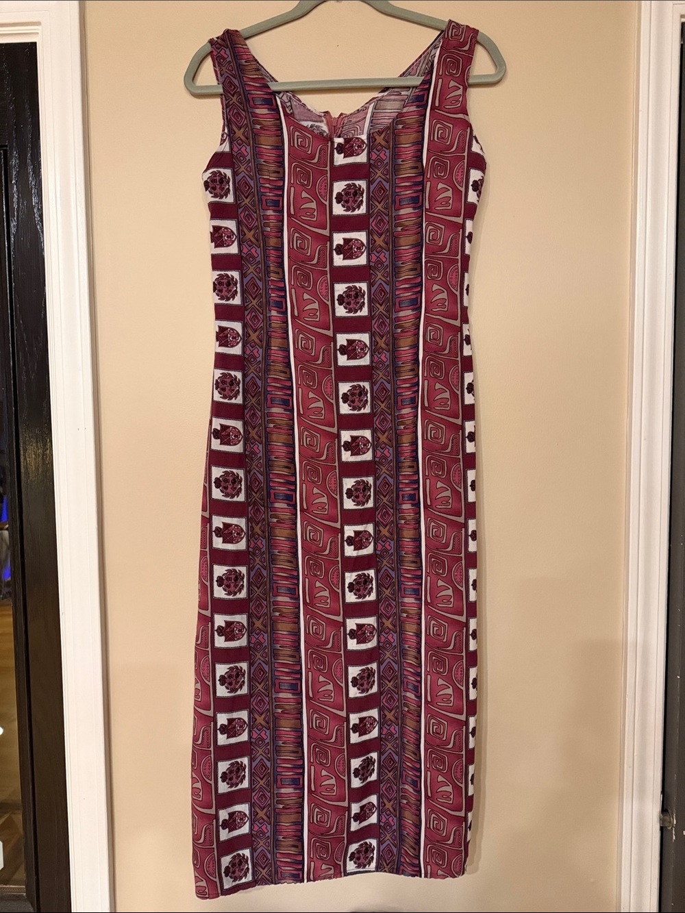 Sleeveless aubergine Patterned Maxi Dress